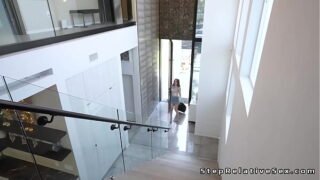 Big cock guy welcomes and fucks stepcousin in the bathroom