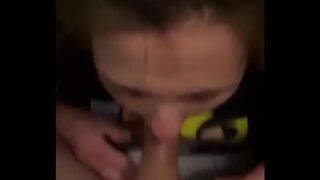 Hot babe sucking my dick on the balcony