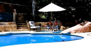 Pool side Huge Cock Deep throat Blow job and Facial Hot fuck