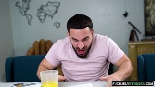 Step son with a big cock inherits a lot of money and his step mother and step sis