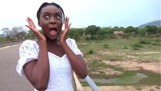 Teen ebony masturbating with satisfier and sucking white bf cock