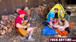 Three Boys Freeusing the Hot Chick During Their Camping